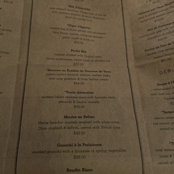 Bouchon - Partial shot of the menu. - French Near Me - Yountville, California
