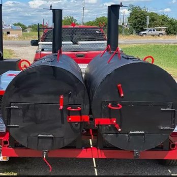 Blue Ribbon BarBQue - two black barrels on a trailer - Barbeque Near Me - Montrose, Colorado Blue Ribbon BarBQue - two black barrels on a trailer - Barbeque Near Me - Montrose, Colorado