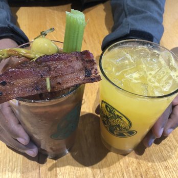 Oak Table Cafe - Bloody Mary and the other available alcoholic drink lol ‍ - New American Near Me - Silverdale, Washington