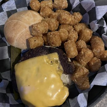 Prohibition 2020 - Cheese burger minus lettuce and tomato with Tator tots - American Near Me - Orchard Park, New York Prohibition 2020 - Cheese burger minus lettuce and tomato with Tator tots - American Near Me - Orchard Park, New York