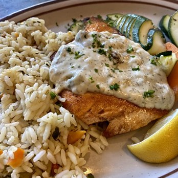Big Fish Seafood Grill & Bar - Salmon special with creamy lemon butter caper sauce! Excellent GET IT! :)... - Bars Near Me - Grapevine, Texas