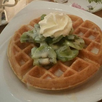 Prince Tea House - Waffle with condensed milk topped with kiwi. Good! - Desserts Near Me - Brooklyn, New York