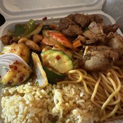 Fried Rice, Lo Mein, Jalepeño Chicken, and Kung Pao Chicken