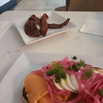 Toasted La Mesa - Salmon toast with a side of bacon. - Breakfast & Brunch Near Me - La Mesa, California