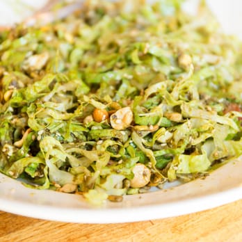 Burma Superstar - Tea Leaf Salad $10.95.  Mixed up in the picture, but comes with the ingredients separated. - Burmese Near Me - Alameda, California