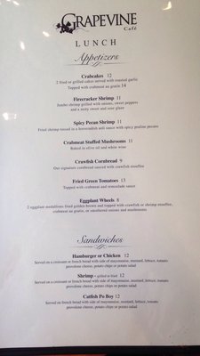Menu photo 7 Grapevine Cafe and Gallery Donaldsonville, LA