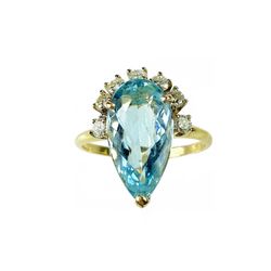 Melinda Lawton Jewelry - Pear shaped aquamarine with diamonds in 14k gold.