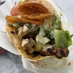 Falafel Queen - Steak kabob sandwich with crispy potato chips