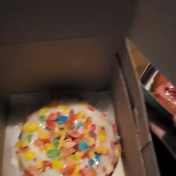 Brandons Donuts - Vanilla donut with vanilla frosting & fruity pebbles topping - Donuts Near Me - Hoboken, New Jersey