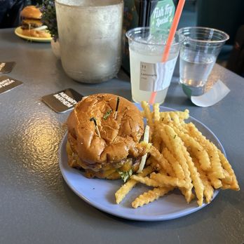 Sip - Smash burger & house truffle fries (upgrade) - Coffee & Tea Near Me - Ephraim, Wisconsin