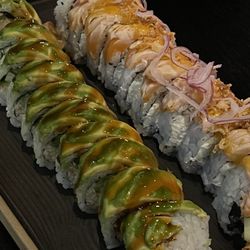 Plaza Sushi - Left to right: Green Dragon  Plaza Signature Deluxe Roll