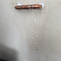 The copper piping, water pinhole and drywall damage The copper piping, water pinhole and drywall damage