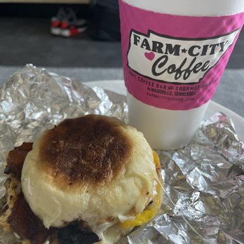 Farm City Coffee - Miss piggy sandwich and Bourbon Vanilla Latte - Coffee & Tea Near Me - Nashville, Tennessee