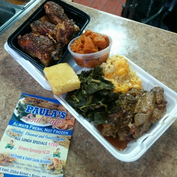 Paula's Soul Cafe - Turkey Wings, Mac and Cheese, Collard Greens, Candy Yams, Baked Chicken and Corn Bread. - Seafood Near Me - Bronx, New York Paula's Soul Cafe - Turkey Wings, Mac and Cheese, Collard Greens, Candy Yams, Baked Chicken and Corn Bread. - Seafood Near Me - Bronx, New York