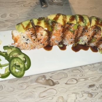 Cerulean Restaurant - KOSHOU - tempura shrimp, cream cheese, scallion, red pepper, avocado, shichimi, sriracha, chili-unagi sauce. - Japanese Near Me - Winona Lake, Indiana Cerulean Restaurant - KOSHOU - tempura shrimp, cream cheese, scallion, red pepper, avocado, shichimi, sriracha, chili-unagi sauce. - Japanese Near Me - Winona Lake, Indiana