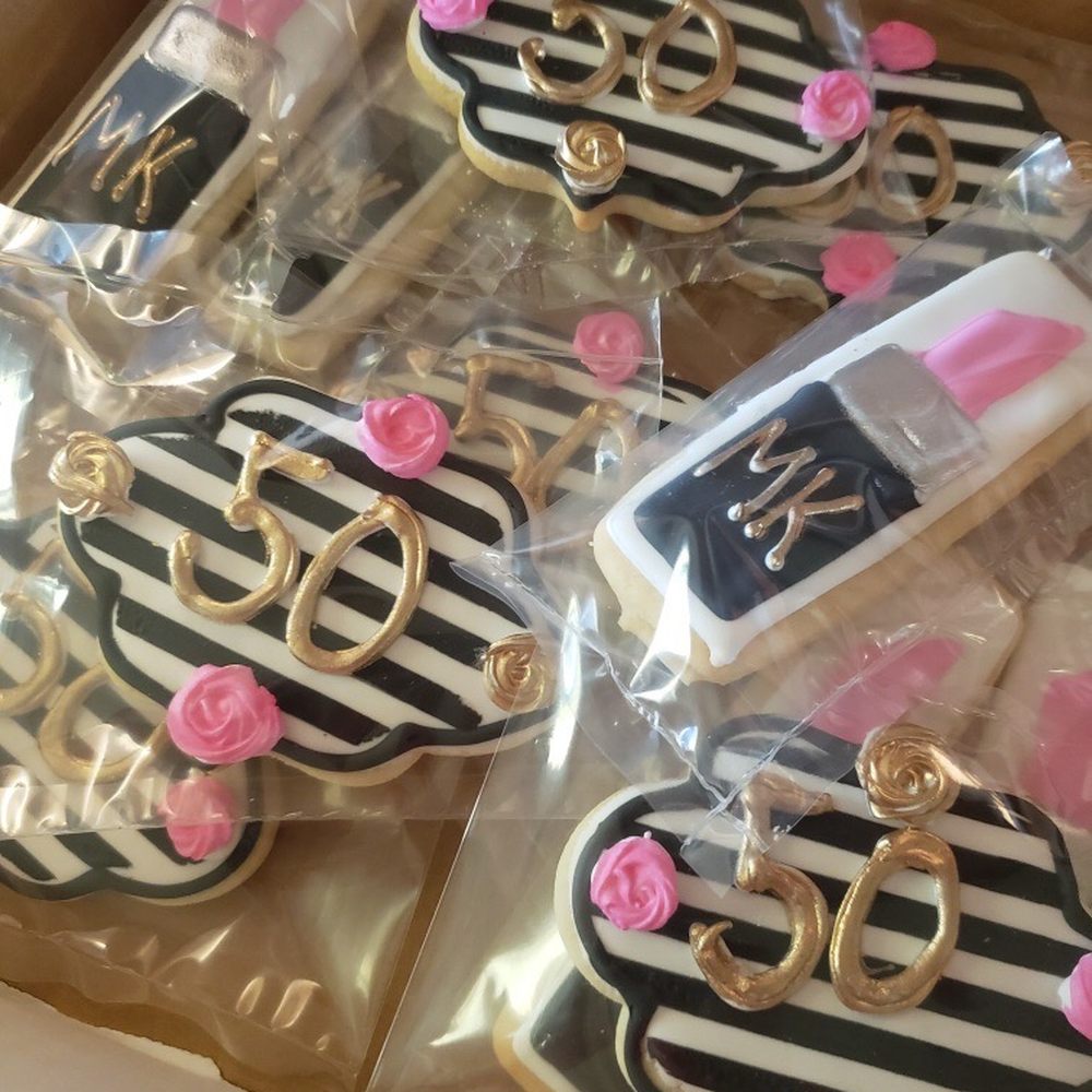 Ms Laura's Cakes - 50th Birthday cookies. Beautiful!!! - Bakeries Near Me - Okmulgee, Oklahoma Ms Laura's Cakes - 50th Birthday cookies. Beautiful!!! - Bakeries Near Me - Okmulgee, Oklahoma