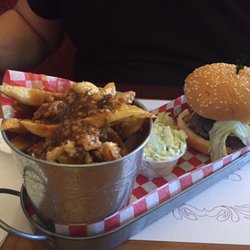 Spencer's Diner - Dock burger platter with gravy and dressing in the fries