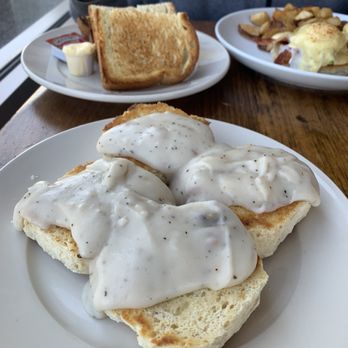 OUI Pancake N Eggs - Wow. I've had a lot of Biscuit & Gravy I always like to try when I go somewhere new. I could've eaten this as a whole meal. So tasty. 10/10 - American Near Me - Temecula, California