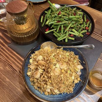 Fusion Dumpling - dry fried string beans and shrimp and veggie house fried rice - Dim Sum Near Me - San Francisco, California