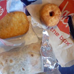 Hash brown, baby cronut, burrito