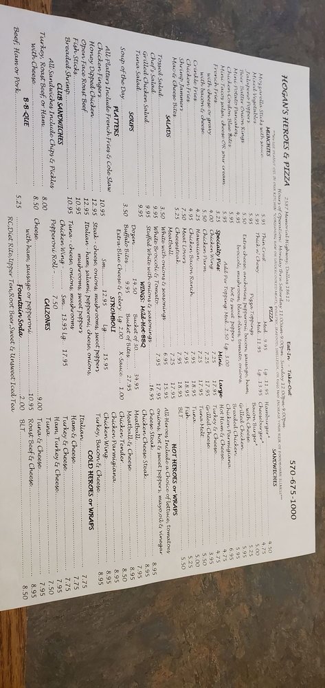 Food from Hogan's Heroes & Pizza