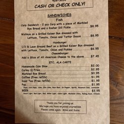 Kelley's Fish & Seafood - Sandwich menu