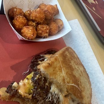 Hi-Pointe Drive-In - Cottleville - Frisco melt and sweet potato tots. - Sandwiches Near Me - Cottleville, Missouri Hi-Pointe Drive-In - Cottleville - Frisco melt and sweet potato tots. - Sandwiches Near Me - Cottleville, Missouri