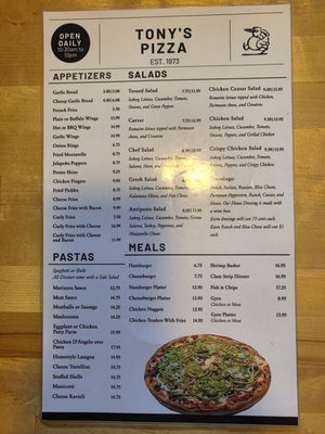 Menu photo 2 Tony's Pizza Willimantic, CT Menu photo 2 Tony's Pizza Willimantic, CT