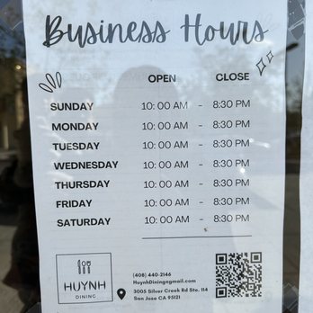 Huynh Dining - Business Hours - Vietnamese Near Me - San Jose, California Huynh Dining - Business Hours - Vietnamese Near Me - San Jose, California