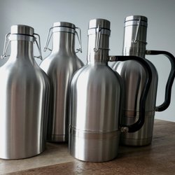 EZ Cap Bottles - Stainless Steel Growlers: 2L, single-wall or double-wall, handle or no handle.