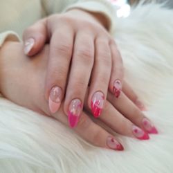 Gel X French with design.