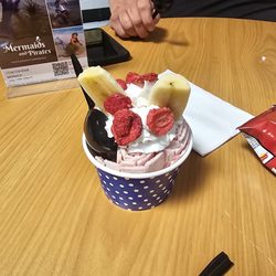 Sugar Mama's Sweets - Strawberry banana rolled ice cream.