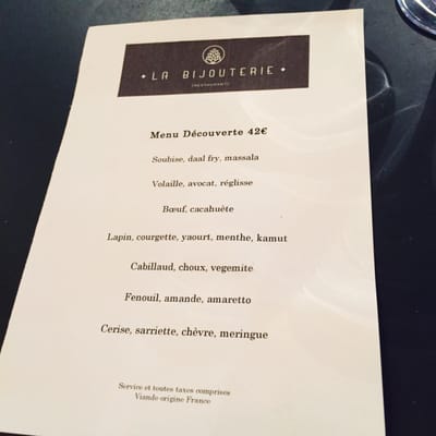Menu photo 3 La Bijouterie Lyon, 69 Menu photo 3 La Bijouterie Lyon, 69