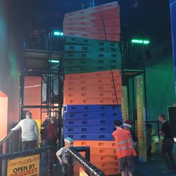 One of many fun climbing walls offered here