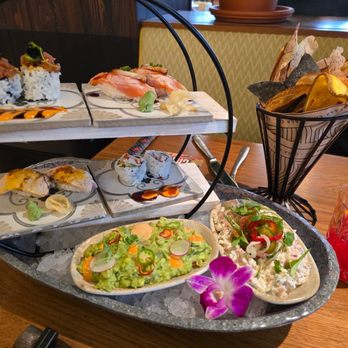 Casa Chi - Brunch for two include this sushi tower with two dips and the tacos and a dessert - Japanese Near Me - Chicago, Illinois Casa Chi - Brunch for two include this sushi tower with two dips and the tacos and a dessert - Japanese Near Me - Chicago, Illinois