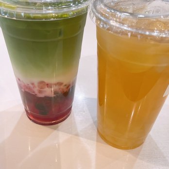 Rewind - Green tea with Aloe And Strawberry Matcha Latte with Boba and Crystal boba - Bubble Tea Near Me - Chandler, Arizona Rewind - Green tea with Aloe And Strawberry Matcha Latte with Boba and Crystal boba - Bubble Tea Near Me - Chandler, Arizona