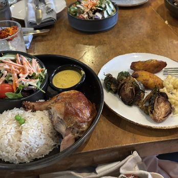 Limon - Half dark chicken, Platano Frito, Truffle Mac & Cheese, Brussels sprouts - Tapas/Small Plates Near Me - Burlingame, California Limon - Half dark chicken, Platano Frito, Truffle Mac & Cheese, Brussels sprouts - Tapas/Small Plates Near Me - Burlingame, California