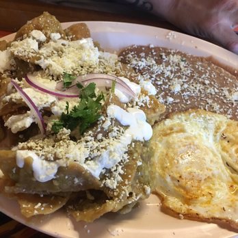 La Noria - Chilaquiles en salsa verde with eggs over-hard. Delish! - Mexican Near Me - Coachella, California La Noria - Chilaquiles en salsa verde with eggs over-hard. Delish! - Mexican Near Me - Coachella, California