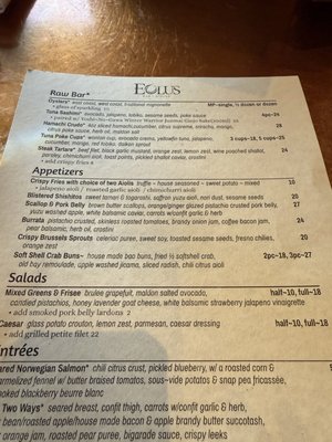 Menu photo 1 Eolus Bar & Dining Durango, CO