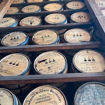 Kentucky Guides - Barrels at Woodford Reserve.  Note the 25th Anniversary Barrel! - Historical Tours Near Me