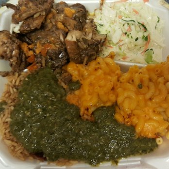 Island Kitchen - Yes this Macaroni & Cheese with Calaloo stew chicken and Cole slaw is everything Island Kitchen surely delivered. - Caribbean Near Me - Pensacola, Florida