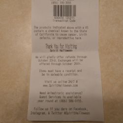 Spirit Halloween - If you notice, Spirit's receipt doesn't read, or request for a return/refund to accompany an I.D per the consumer.