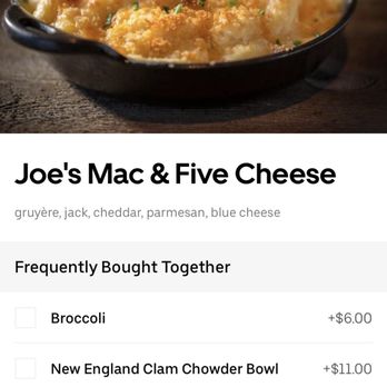 Joe’s Waterfront - Joe's Mac & Five Cheese - Burgers Near Me - Boston, Massachusetts
