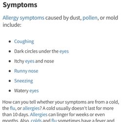 Carla Turner, MD FACOG - Symptoms of allergies