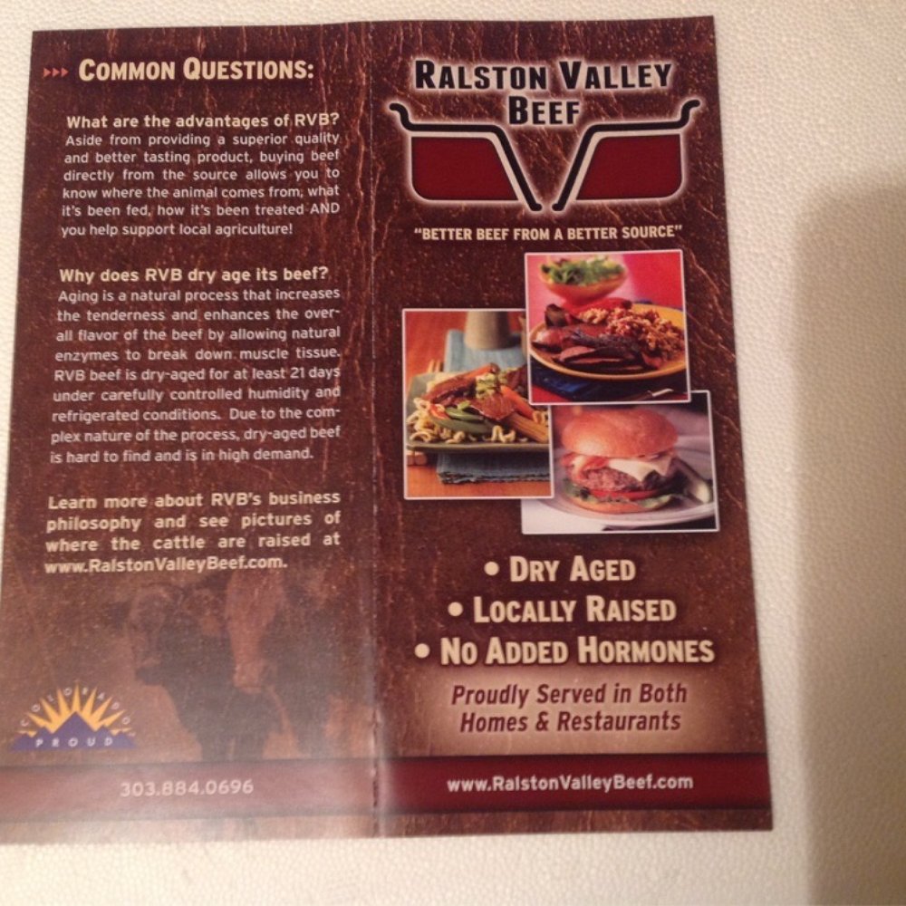 Ralston Valley Beef - Front and back of brochure - Meat Shops Near Me - Arvada, Colorado