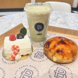 Raspberry creme roll, creme brûlée bun, matcha Raspberry creme roll, creme brûlée bun, matcha