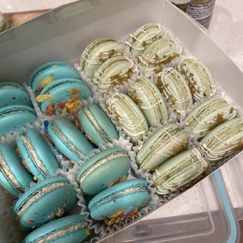Demi's Treats - These are her fruity pebbles and pistachio flavors. - Macarons Near Me Demi's Treats - These are her fruity pebbles and pistachio flavors. - Macarons Near Me