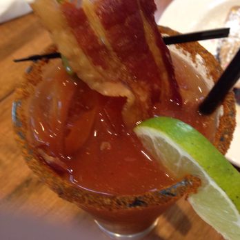 Iron Rooster - The Bloody Mary Drink - that is the bacon that I was talking about in my Yelps review - American Near Me - Baltimore, Maryland