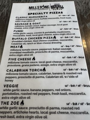 Menu photo 1 Millstone Pizza Tap House Rock Hill, SC