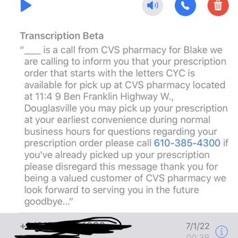CVS Pharmacy - Protect your HIPPA rights if you are a patient and call this location to confirm your phone number on your patient profile. - Drugstores Near Me - Douglassville, Pennsylvania